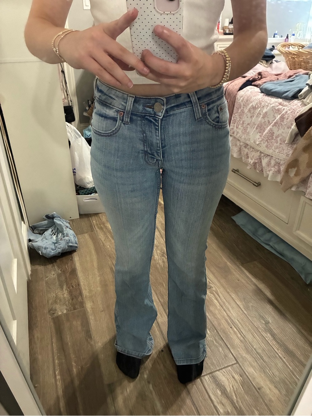 Aeropostale Light Wash Flare Jeans - Blue Denim